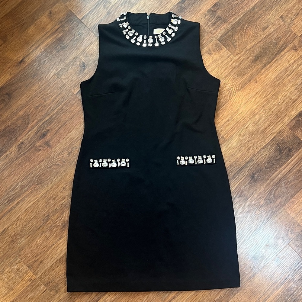 NWT - Michael Kors - Chic Black Sleeveless Dress with Jewel Accents